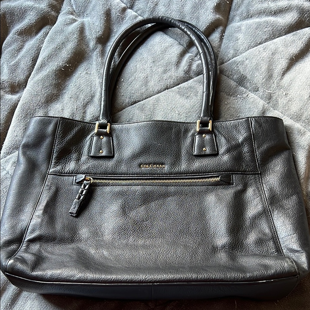 Cole Haan Black Leather Tote Bag